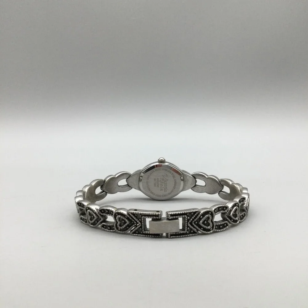 Victoria Rhein Womens Watch 18mm Oval Dial Silver Tone Heart New Battery 7.5